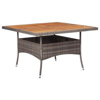 vidaXL Vonkajší jedálenský stôl sivý polyratan a masívne akáciové drevo