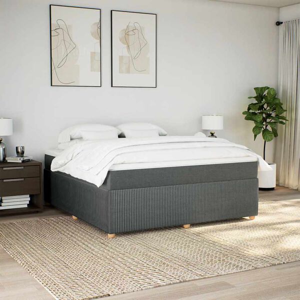 vidaXL Boxspring posteľ s matracom tmavosiv&aacute; 180x200 cm l&aacute;tka