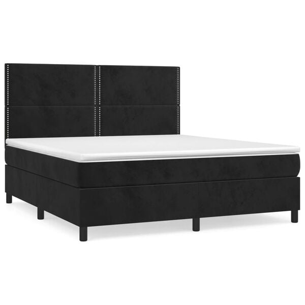 vidaXL Posteľn&yacute; r&aacute;m boxspring s matracom čierny 160x200 cm zamat