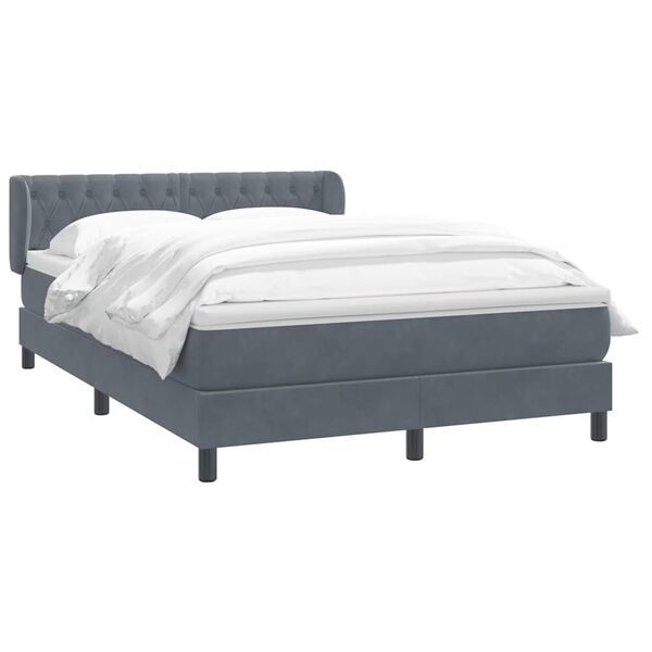 vidaXL Posteľn&yacute; r&aacute;m boxspring s matracom tmavosiv&yacute; 160x210 cm zamat