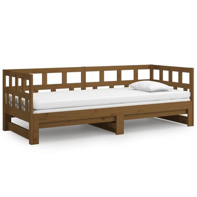 vidaXL Rozkladacia denná posteľ medová borovicový masív 2x(90x200) cm