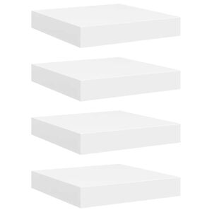 vidaXL Pl&aacute;vaj&uacute;ce n&aacute;stenn&eacute; police 4 ks, biele 23x23,5x3,8 cm, MDF
