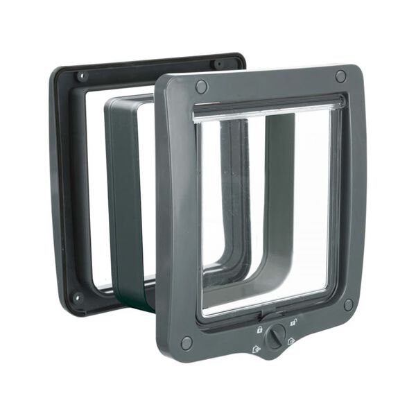 TRIXIE Štvorité prechodné dvierka pre mačky XXL s tunelom sivé