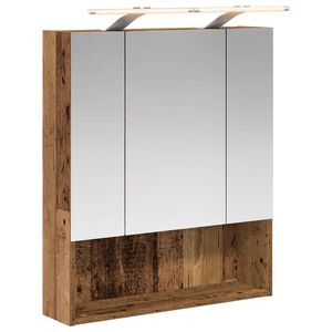 vidaXL K&uacute;peľňov&aacute; zrkadlov&aacute; skrinka Star&eacute; drevo 60 x 14.5 x 70 cm