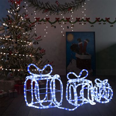 vidaXL Vianočná dekorácia s darčekovými krabičkami 180 LED exteriér a interiér