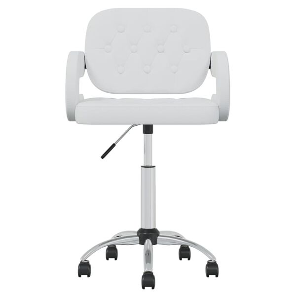 vidaXL Otočn&aacute; jed&aacute;lensk&aacute; stolička, biela, umel&aacute; koža