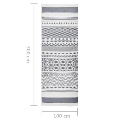 vidaXL Koberec sivý a biely 100x300 cm bavlna