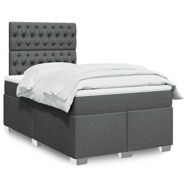 vidaXL Boxspring posteľ s matracom, tmavosiv&aacute; 120x190 cm, l&aacute;tka
