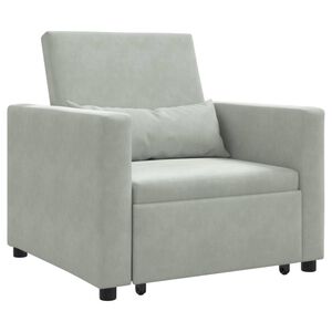 vidaXL Rozkladacia pohovka na jedno l&ocirc;žko s kolesami Svetlosiv&aacute; Zamat