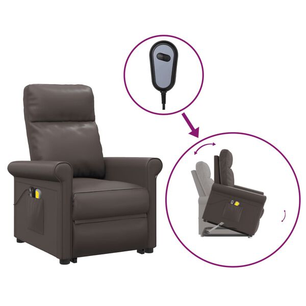 vidaXL Zdv&iacute;hacie mas&aacute;žne kreslo hned&eacute; umel&aacute; koža