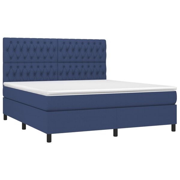 vidaXL Posteľn&yacute; r&aacute;m boxspring s matracom modr&yacute; 180x200 cm l&aacute;tka