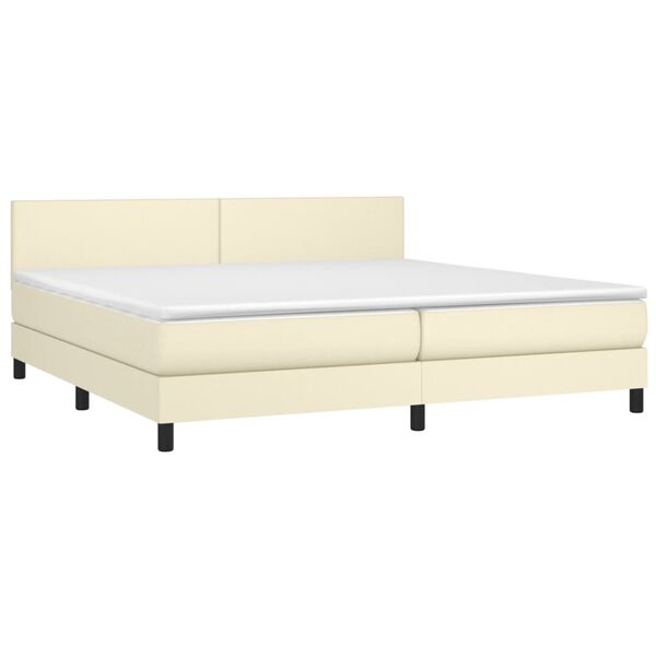 vidaXL Boxspring posteľ s matracom kr&eacute;mov&aacute; 200x200 cm umel&aacute; koža