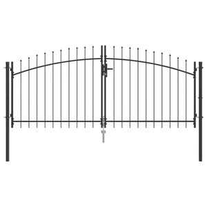 vidaXL Dvojit&aacute; br&aacute;na WOERDEN 299,5 x 149,5 cm Oceľ Siv&aacute; Zamykateľn&eacute;