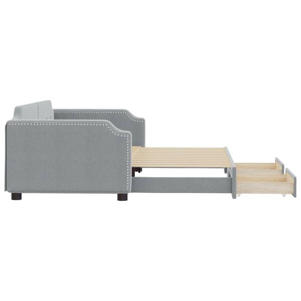 vidaXL Rozkladacia denná posteľ so zásuvkami bledosivá 100x200cm látka