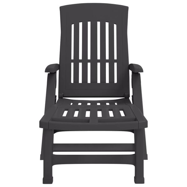 vidaXL Skladacie lehátko na opaľovanie s kolieskami antracitové PP