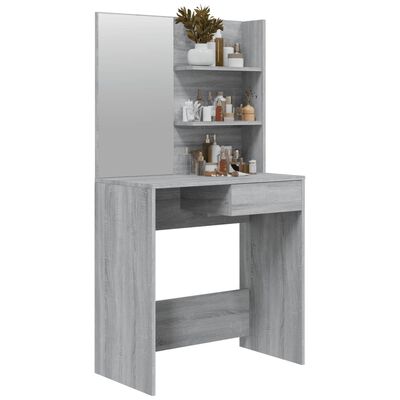 vidaXL Toaletný stolík so zrkadlom sivý dub sonoma 74,5x40x141 cm
