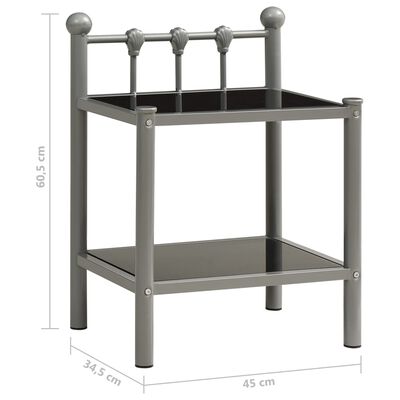 vidaXL Nočný stolík sivý a čierny 45x34,5x60,5 cm kov a sklo
