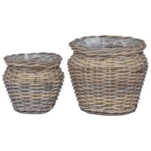 vidaXL Kvetinov&yacute; ko&scaron;&iacute;k s &uacute;ložiskom 2 pcs Siv&aacute; Ratan Lacak