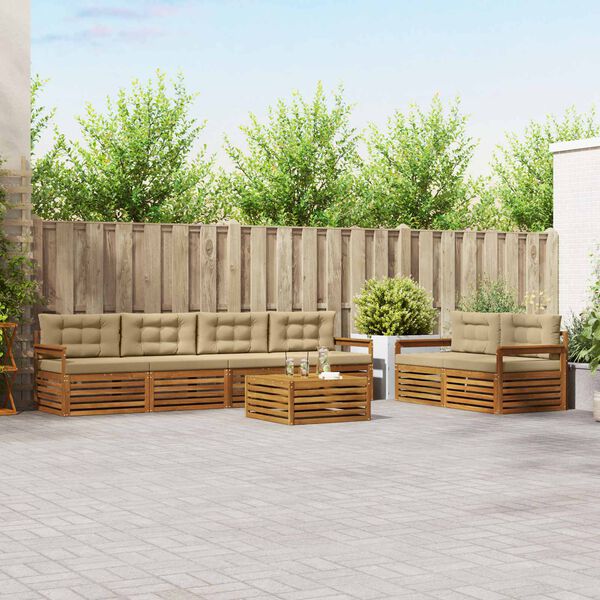 vidaXL Z&aacute;hradn&aacute; s&uacute;prava gaučov s vank&uacute;&scaron;om 7 pcs Pr&iacute;rodn&aacute; a b&eacute;žov&aacute;