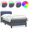 vidaXL Posteľn&yacute; r&aacute;m boxspring s matracom a LED tmavosiv&yacute; 100x210 cm zamat