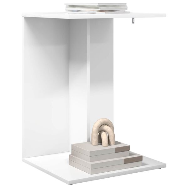 vidaXL Bočn&yacute; st&ocirc;l Biela 45 x 40 x 62,5 cm Kompozitn&eacute; drevo