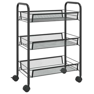 vidaXL Kuchynsk&yacute; voz&iacute;k s 3 poschodiami čierny 46x26x64 cm železn&yacute;