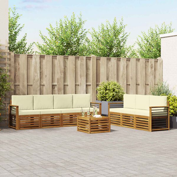 vidaXL S&uacute;pravy pohoviek 8 pcs Pr&iacute;rodn&aacute; a kr&eacute;mov&aacute; Pevn&eacute; ak&aacute;ciov&eacute; drevo