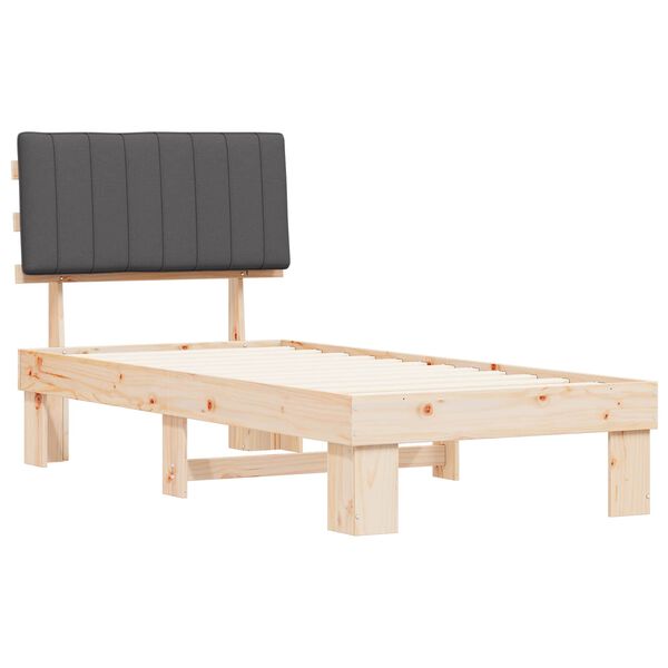 vidaXL Rám postele s čalúneným čelom Tmavo šedá 90 x 200 cm