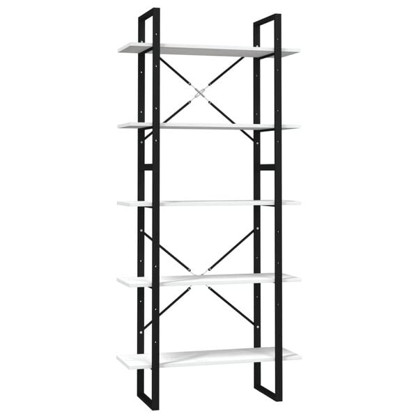 vidaXL 5-poschodová knižnica biela 80x30x175 cm borovicové drevo