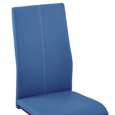 vidaXL Jedálenské stoličky, perová kostra 2 ks, modré, umelá koža