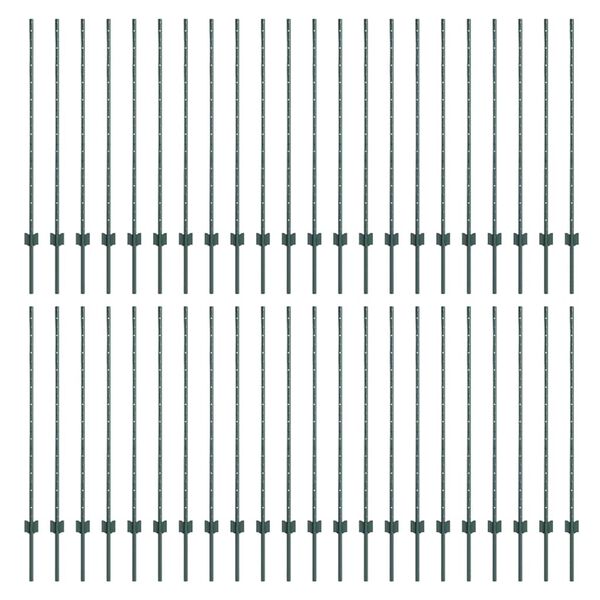 vidaXL Plotové stĺpy 44 pcs Zelená 160 cm Oceľ