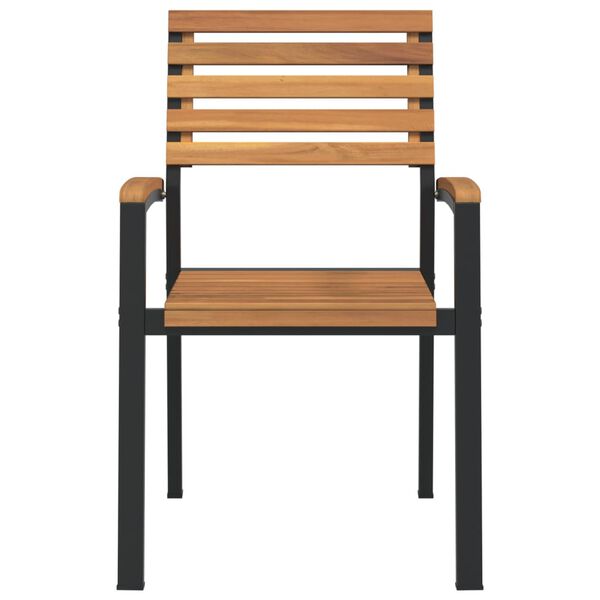 vidaXL Stohovateľné záhradné stoličky 4 ks masívna akácia a kov
