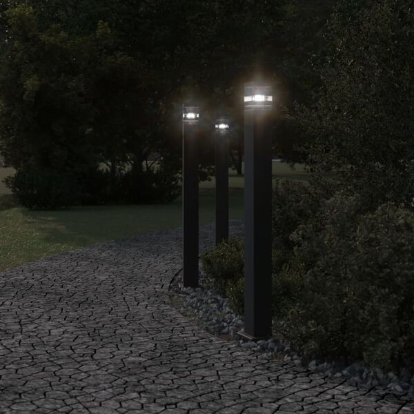 vidaXL Vonkaj&scaron;ie stojace lampy 3 ks čierna 110 cm hlin&iacute;k