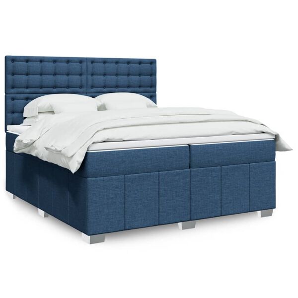 vidaXL Boxspring posteľ s matracom modr&aacute; 200x200 cm l&aacute;tka