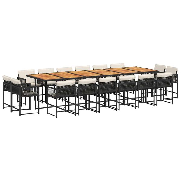 vidaXL 17-dielna z&aacute;hr. jed&aacute;lensk&aacute; s&uacute;prava s vank&uacute;&scaron;mi čierna polyratan