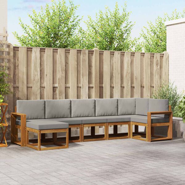 vidaXL Z&aacute;hradn&aacute; s&uacute;prava gaučov s vank&uacute;&scaron;om 7 pcs Pr&iacute;rodn&aacute; a svetlosiv&aacute;