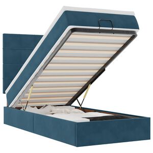 vidaXL Osmansk&yacute; r&aacute;m postele s matracmi tmavomodr&aacute; 80x200 cm zamat