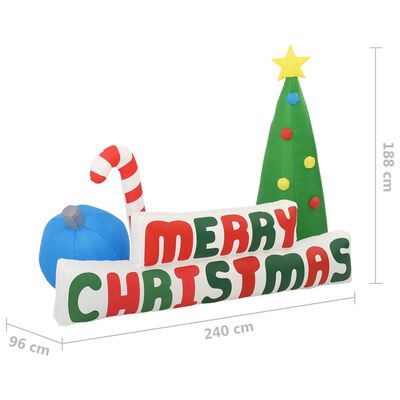 vidaXL Vianočná nafukovacia LED ozdoba Merry Christmas 240x188 cm