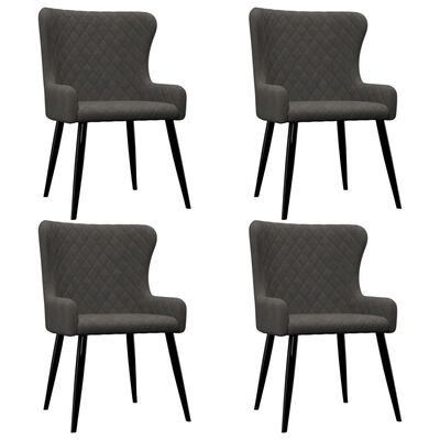 vidaXL Jedálenské stoličky 4 ks, sivé, zamat