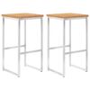 vidaXL Barové stoličky 2 ks, tíkový masív a nehrdzavejúca oceľ