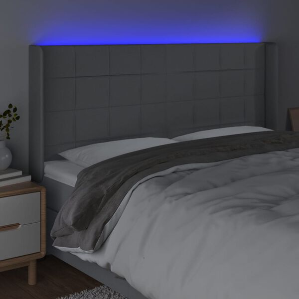 vidaXL Čelo postele s LED bledosiv&eacute; 203x16x118/128 cm l&aacute;tka