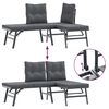 vidaXL Záhradné lavičky s vankúšmi 3 ks čierne práškovaná oceľ