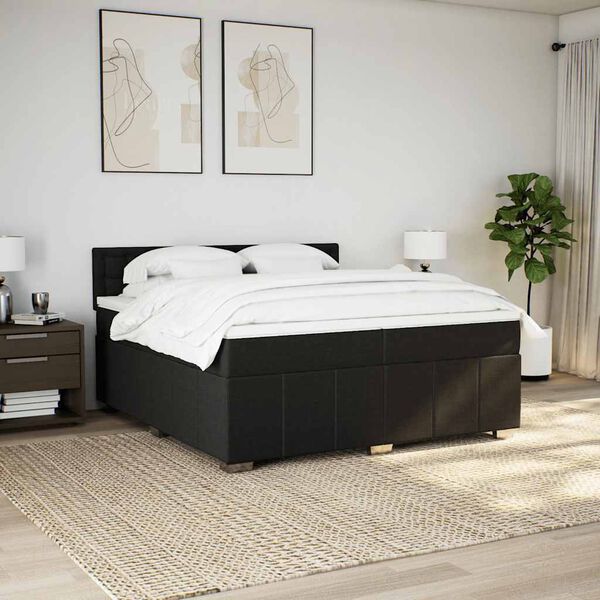 vidaXL Boxspring posteľ s matracom čierna 200x200 cm l&aacute;tka