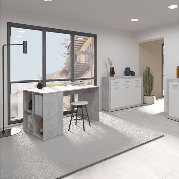 FMD Stôl s bočnými policami 117x73x75 cm farba betónu