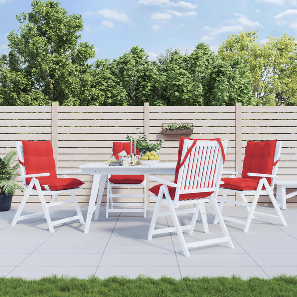 vidaXL Podložky na stoličky nízke operadlo 4ks červené oxfordská látka