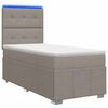 vidaXL LED boxspring posteľ s matracom Sivohned&aacute; 90 x 200 cm L&aacute;tka