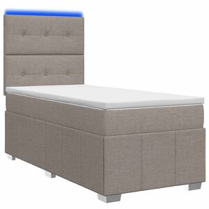 vidaXL LED boxspring posteľ s matracom Sivohned&aacute; 90 x 200 cm L&aacute;tka