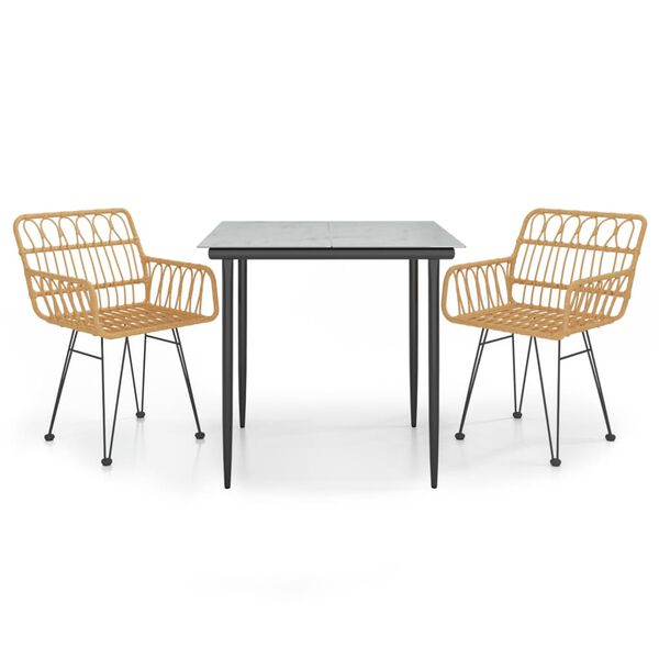 vidaXL 3-dielna z&aacute;hradn&aacute; jed&aacute;lensk&aacute; s&uacute;prava z polyratanu