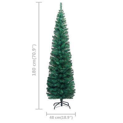 vidaXL Úzky umelý vianočný stromček s LED a sadou gulí zelený 180 cm