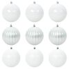 vidaXL Vianočn&aacute; guľa set XL 9 ks Biela &Oslash; 15 cm Plast LED di&oacute;d